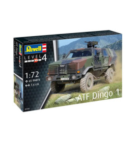 Revell ATF Dingo 1 Modellbausatz, Maßstab 1:72, 65 Teile, Militärfahrzeug auf Gras.