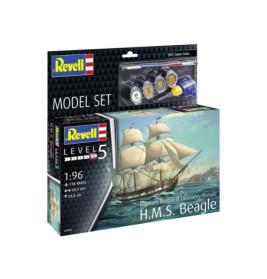 Revell Level 5 Modellbausatz der H.M.S. Beagle als Segelschiff, inklusive Farben und Zubehör.