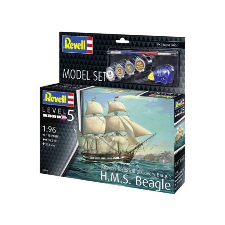 Model Set HMS Beagle, Revell Modellbausatz mit Basiszubehör