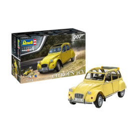 Geschenkset James Bond Citroen 2 CV, Revell Modellbausatz mit Basiszubehör