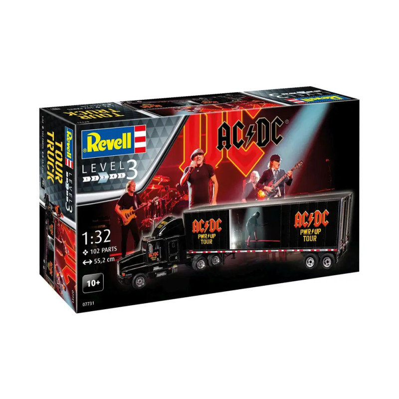 Revell Modellbausatz mit AC/DC Tourtruck und Bandfoto, geeignet ab 10 Jahren. Revell Modellbausatz mit AC/DC Tourtruck und Bandfoto, geeignet ab 10 Jahren.