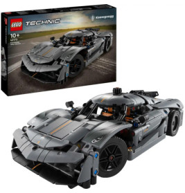 LEGO Technic Koenigsegg Set mit aufgebautem Modellauto vorne, Verpackung im Hintergrund.