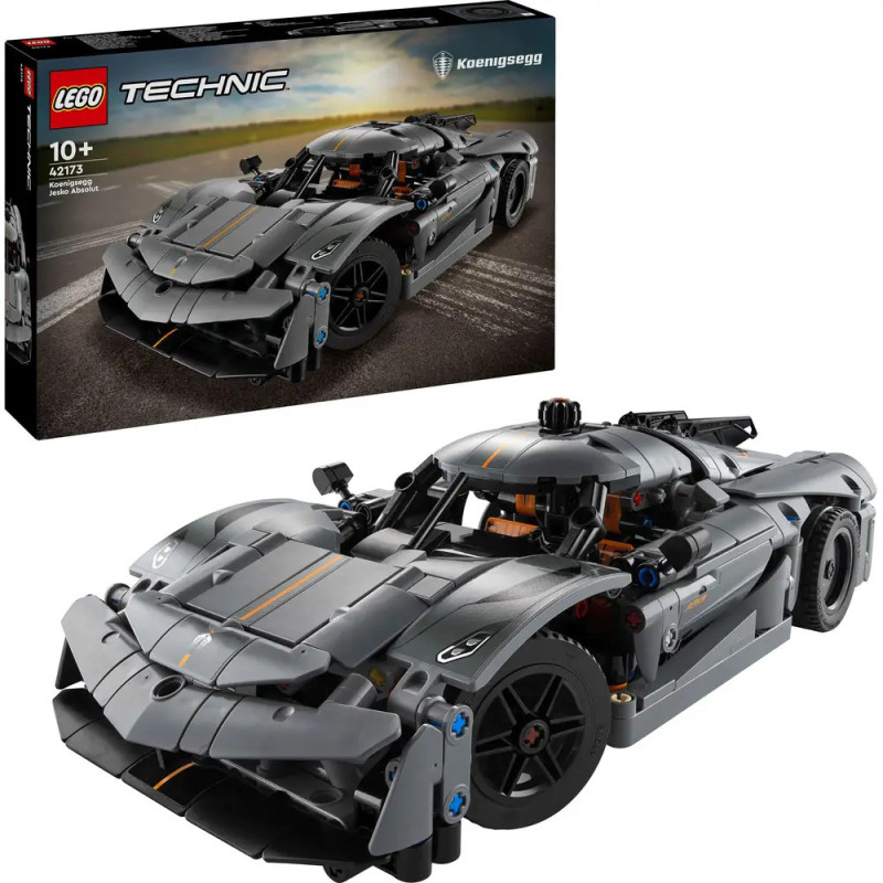 LEGO Technic Koenigsegg Set mit aufgebautem Modellauto vorne, Verpackung im Hintergrund.
