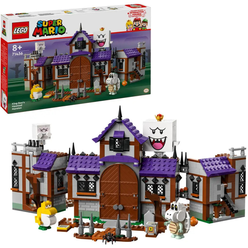 LEGO Super Mario King Boo und das Spukgarten-Set mit Spukhaus, Figuren und Verpackung sind abgebildet.