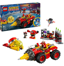LEGO Sonic the Hedgehog Egg Drill Set mit Fahrzeug, Figuren, Zubehör und Verpackung ist abgebildet.