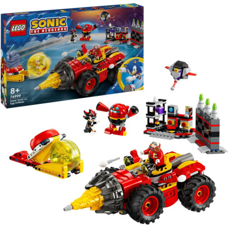 LEGO Sonic the Hedgehog Egg Drill Set mit Fahrzeug, Figuren, Zubehör und Verpackung ist abgebildet. LEGO Sonic the Hedgehog Egg Drill Set mit Fahrzeug, Figuren, Zubehör und Verpackung ist abgebildet.