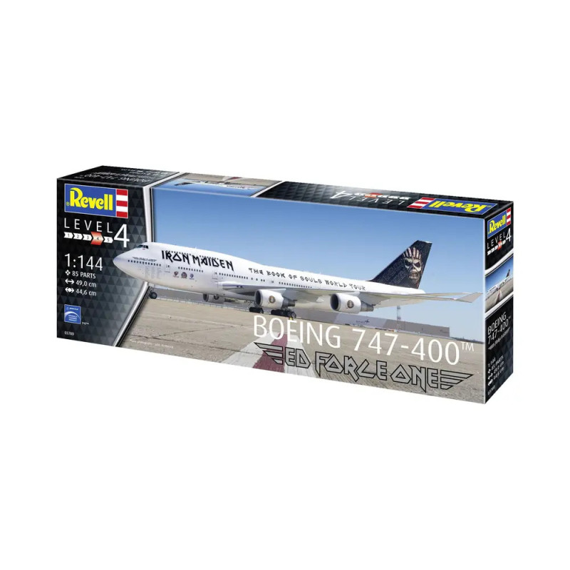 Revell Modellbausatz: Iron Maiden Ed Force One Boeing 747-400, Maßstab 1:144, Schwierigkeitsgrad 4.