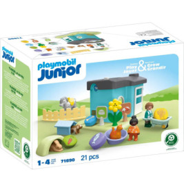 Playmobil Junior-Set für Kinder von 1-4 Jahren mit Haus, Tieren, Pflanzen enthält 21 Teile.
