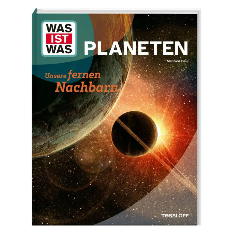 Buchcover Was ist Was: Planeten mit mehreren Planeten und einem hellen Stern im Weltall.