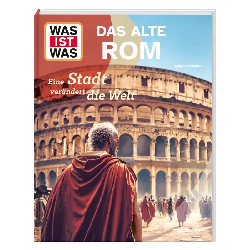 Ein Mann in römischer Kleidung vor dem Kolosseum Text: Das Alte Rom, Was ist Was. Ein Mann in römischer Kleidung vor dem Kolosseum Text: Das Alte Rom, Was ist Was.