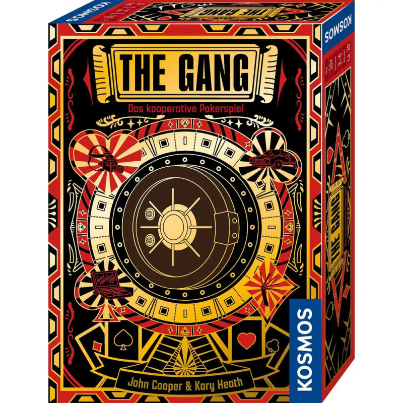 Spielschachtel The Gang mit auffälligen Mustern, Poker-Symbolen und seitlichem Kosmos-Logo.
