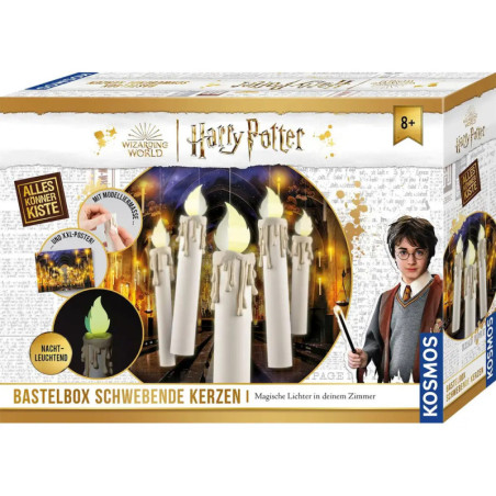 Harry Potter DIY-Set mit schwebenden Kerzen, Leuchteffekten und einem Charakterbild auf der Vorderseite.
