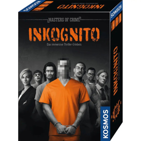Das Cover von Masters of Crime: Inkognito zeigt eine Gruppe, darunter eine Person mit verpixeltem Gesicht.