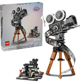 LEGO Disney Tribute Camera Set mit Vintage-Kamera, Filmstreifen und Minifiguren beliebter Disney-Charaktere.