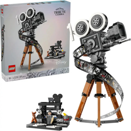 LEGO Disney Tribute Camera Set mit Vintage-Kamera, Filmstreifen und Minifiguren beliebter Disney-Charaktere.