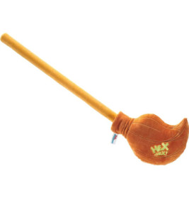 Plüschspielzeug in Besenform mit HEX HEX! auf dem braunen Borstenende bestickt.