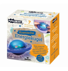 Verpackung des Kosmische Energiekugel-Experimentiersets mit blauer Energiekugel und buntem Weltraumdesign.