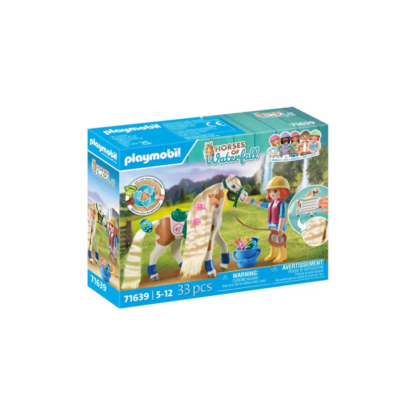 Playmobil Pferde des Wasserfalls Set: Box mit Mädchenfigur und Pferd, ab 5 Jahren, 33 Teile.