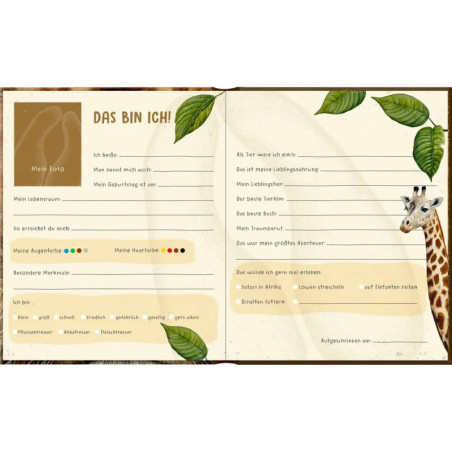 Freundebuch: Lebensgr.-Wilde Tiere Afrikas