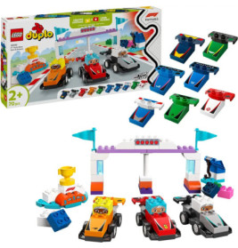 LEGO Duplo Rennwagen-Set ab 2 Jahren mit Autos, Fahrern, Ziellinie und Zubehör.