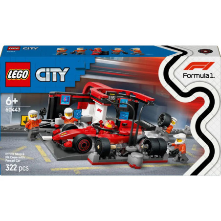LEGO City 60443 F1 Boxenstopp mit Boxencrew und Ferrari Flitzer