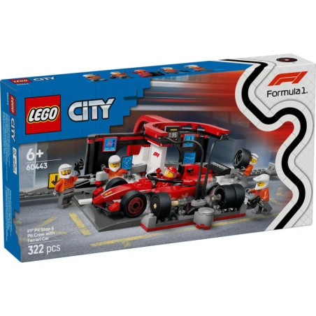 LEGO City 60443 F1 Boxenstopp mit Boxencrew und Ferrari Flitzer