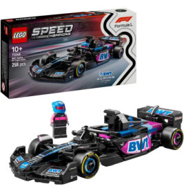LEGO Speed Champions BWT Alpine F1 Set mit Box, Minifigur und 258 Teilen abgebildet.