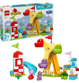 LEGO DUPLO Peppa Pig Jahrmarkt-Set mit Riesenrad, Rutsche, Figuren und Bausteinen für Kinder ab 2 Jahren.