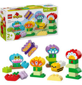 LEGO DUPLO Creative Garden Set mit bunten Blumen-, Bienen-, Schmetterlings- und Froschsteinen ab 2 Jahren.