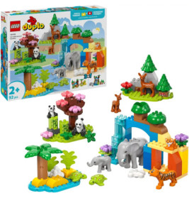 LEGO DUPLO Tierset mit Elefanten, Tiger, Hirsch, Panda und Bäumen für Kinder ab 2 Jahren.