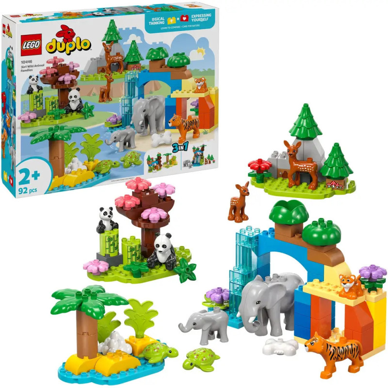 LEGO DUPLO Tierset mit Elefanten, Tiger, Hirsch, Panda und Bäumen für Kinder ab 2 Jahren. LEGO DUPLO Tierset mit Elefanten, Tiger, Hirsch, Panda und Bäumen für Kinder ab 2 Jahren.