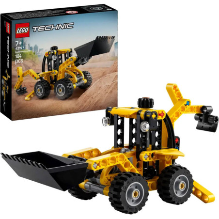 LEGO Technic gelber Radlader mit Verpackung, ab 7 Jahren geeignet, enthält 104 Bauteile.