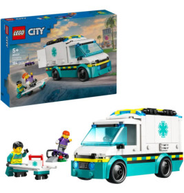 LEGO City Krankenwagen-Set mit Figuren, Trage und Verpackung, 184 Teile, geeignet ab 5 Jahren.
