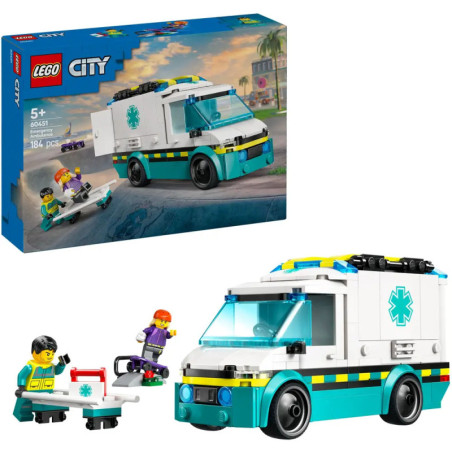 LEGO City Krankenwagen-Set mit Figuren, Trage und Verpackung, 184 Teile, geeignet ab 5 Jahren. LEGO City Krankenwagen-Set mit Figuren, Trage und Verpackung, 184 Teile, geeignet ab 5 Jahren.