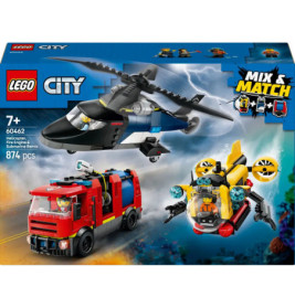 LEGO City 60462 Kombinationsset mit Hubschrauber, Löschauto und U-Boot