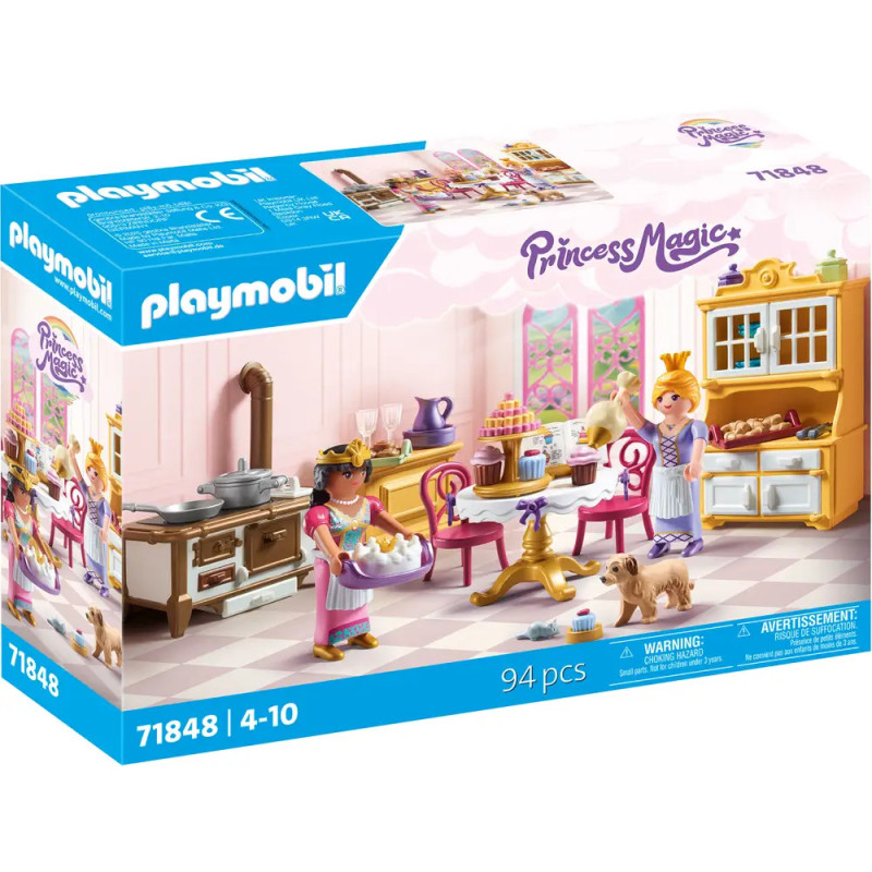 Playmobil Princess Magic Küchenset mit Prinzessinnen beim Backen und Hund, 94 Teile, für Kinder von 4-10 Jahren.