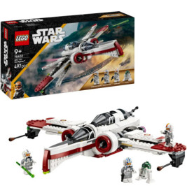 LEGO Star Wars Set mit Sternenjäger, vier Minifiguren und Verpackung mit Action-Illustration des Schiffs.