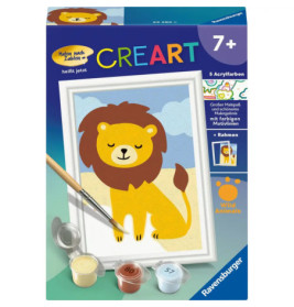 Malset für Kinder mit Cartoon-Löwen, Farbtöpfchen und Pinsel auf dem Deckel.