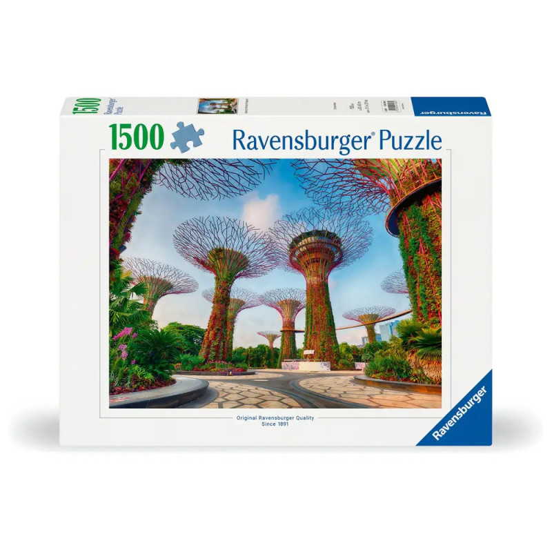 Ravensburger Puzzle mit 1500 Teilen zeigt Singapurs Supertree Grove in den Gardens by the Bay.