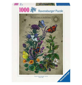 Ravensburger Puzzle mit 1000 Teilen und nostalgischem Motiv: Schmetterlinge und Wildblumen.