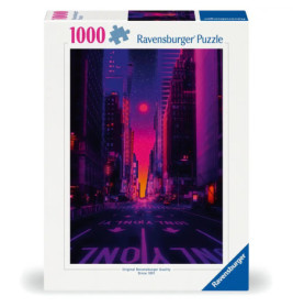 Puzzlebox mit Neon-Stadtbild, Aufdruck 1000 Teile und Ravensburger Puzzle auf der Vorderseite.