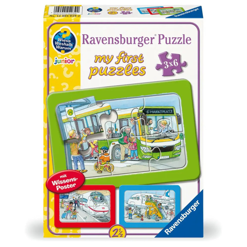 Ravensburger Meine ersten Puzzles: Schachtel mit Abbildungen von Verkehrsszenen für Kinder ab 2,5 Jahren.