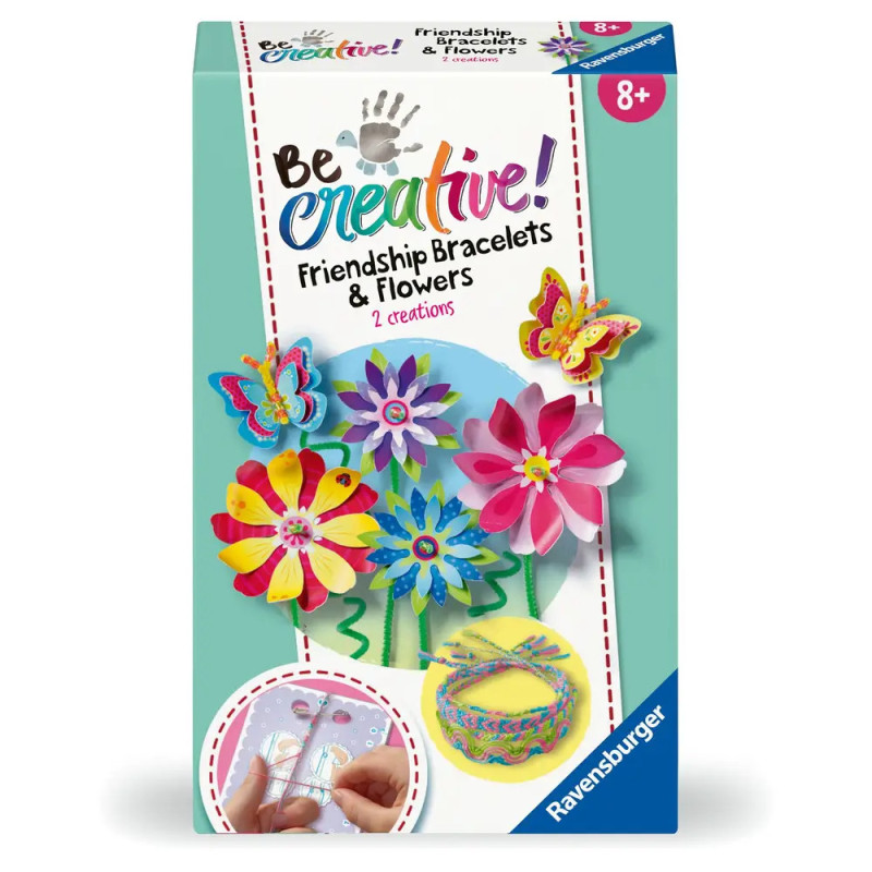 Box des Be Creative! Freundschaftsbänder & Blumen-Sets mit bunten Blumen- und Armband-Bastelideen.