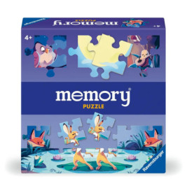 Ravensburger Memory-Spiel mit Comic-Tieren, Seerosen und blauem Hintergrund, ab 4 Jahren.