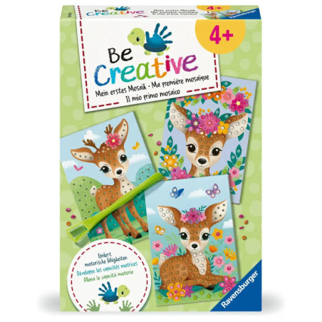 Be Creative Mosaik-Set für Kinder ab 4 Jahren mit niedlichem Hirschmotiv und bunten Blumen.