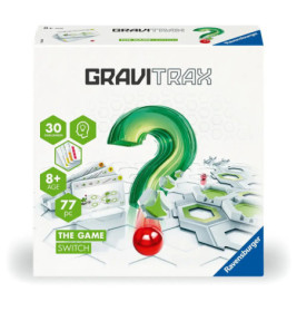 Gravitrax Switch Box: Grünes Fragezeichen, 77 Teile, ab 8 Jahren, 30 Herausforderungen auf der Vorderseite.