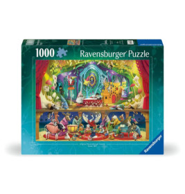 Ravensburger Puzzle, 1000 Teile: Bunte, verspielte Bühnenszene mit Tieren und Menschen auf dem Karton.