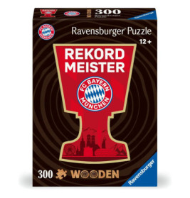 Ravensburger 300 Teile Puzzle mit FC Bayern München, rotem Pokal-Motiv und Rekord Meister-Schriftzug.