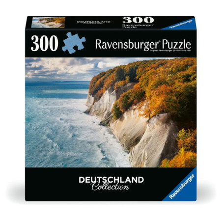 Ravensburger Puzzle mit 300 Teilen: Herbstliche Klippen am Meer aus der Deutschland Collection.