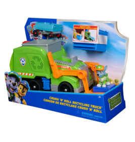 Paw Patrol Recycling Truck mit Rocky-Figur und kleinem blauen Wagen, alles originalverpackt.